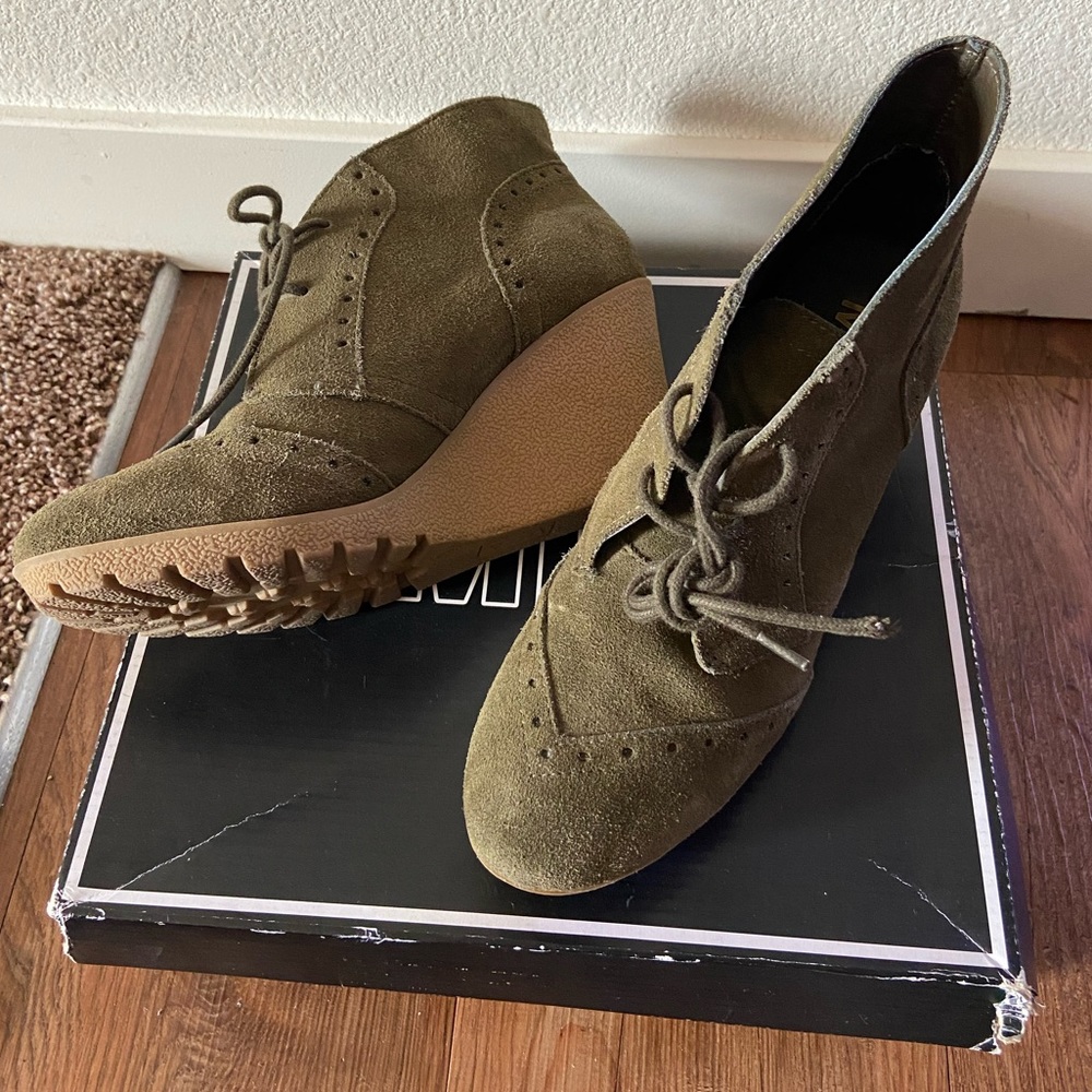 MIA Olive Suede Wedge